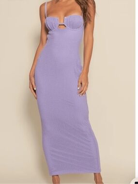Strap Detail Lavender Crochet Maxi Dress